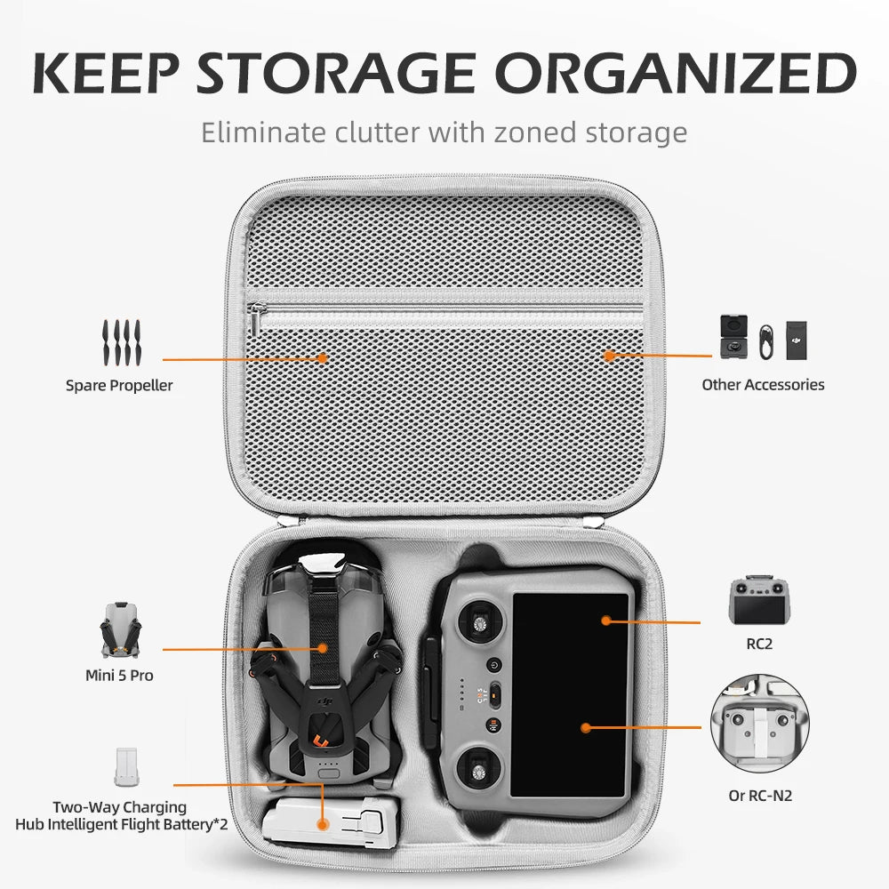 XFJI Portable Carrying Case for DJI Mini 5 Pro Storage Box for DJI Mini 5 Pro Hard Shell Handbag Drone Accessories Shoulder Bag