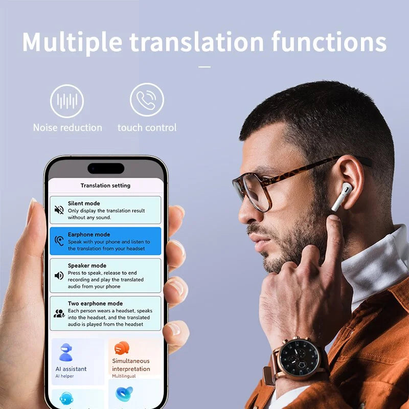 AI Intelligent voiceTranslation Earphones In real time Online Translator 143Language Noise Reduction In Ear Translation EarBurds