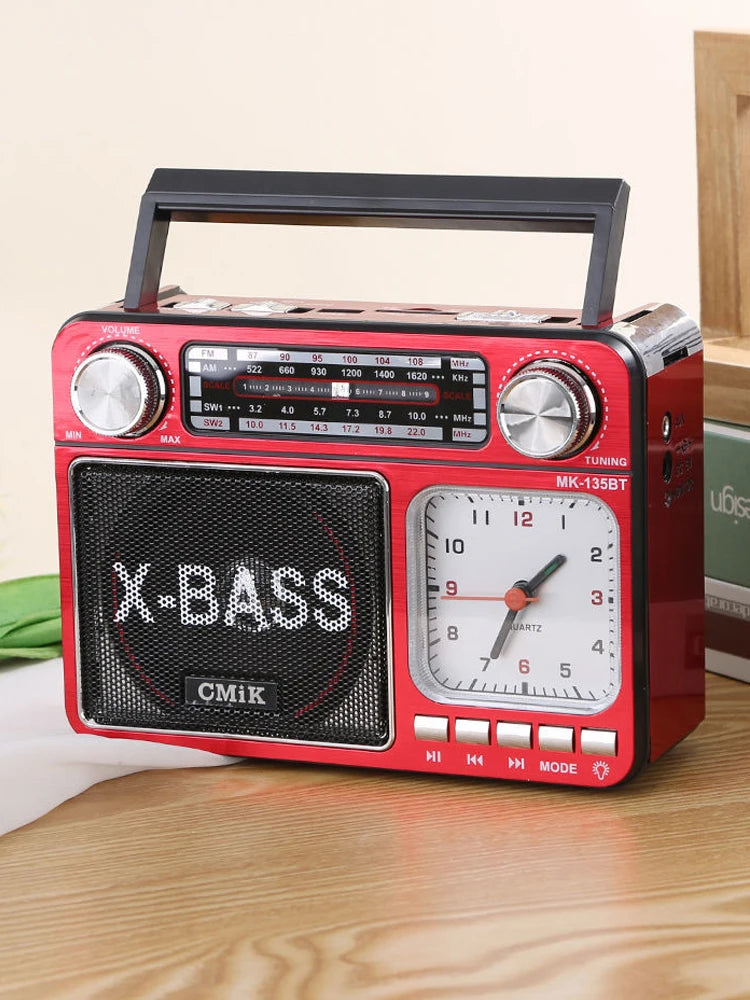 Retro Clock Bluetooth Radio Home Portable Light And Support USB TF Card  Interface Receiver MP3 Music Player