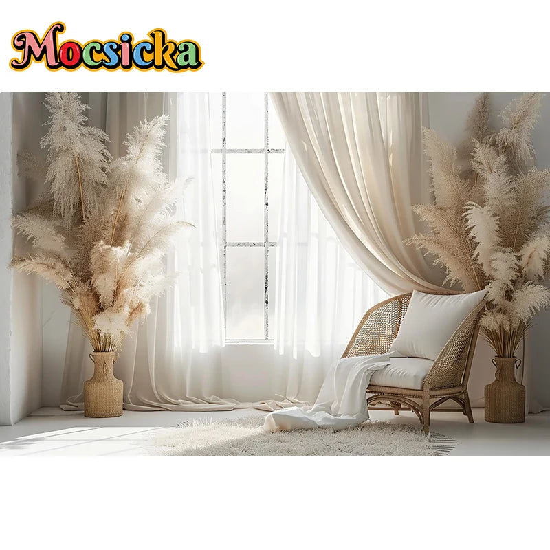 Mocsicka Photography Background White Indoor Window Floral Adult Birthday Wedding Maternity Portrait Decor Backdrop Photo Studio