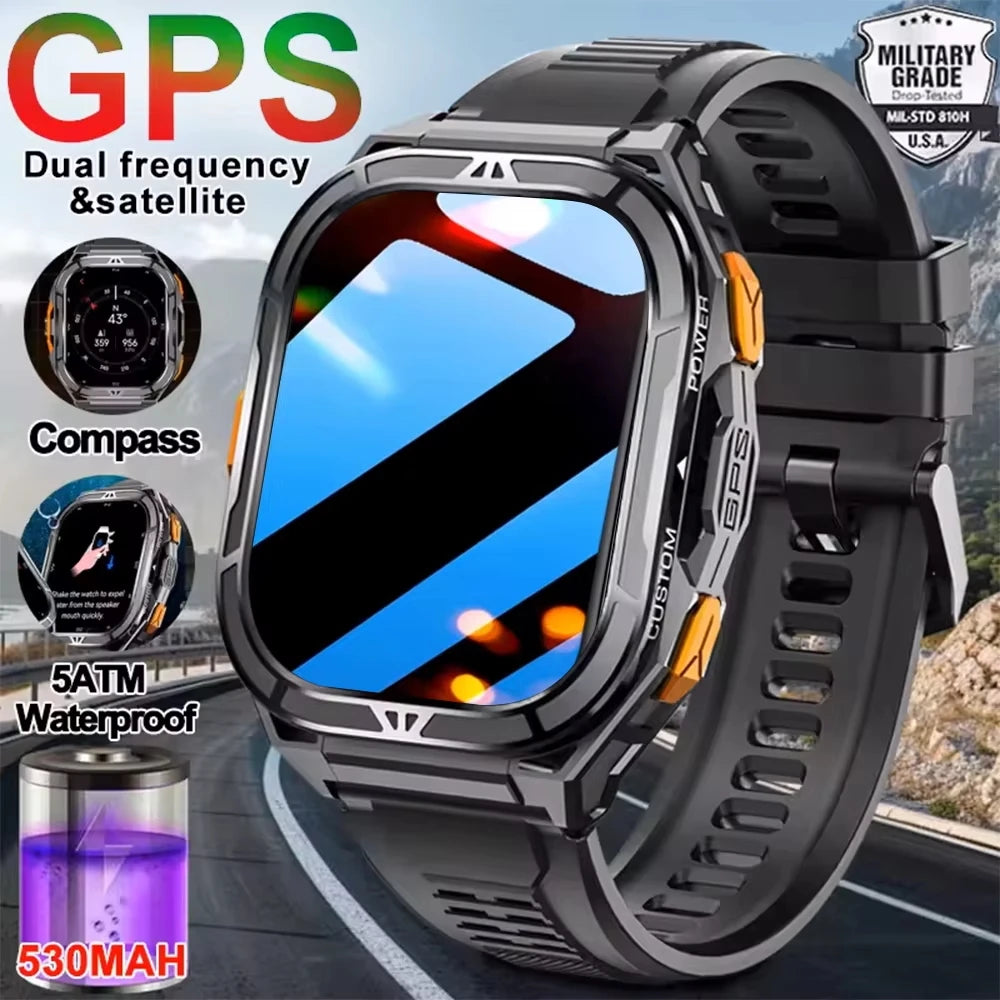 2025 New Dual Frequency GPS Outdoor SmartWatch Compass Altitude Air Pressure 5ATM Waterproof Sports SmartWatch for Men and Women