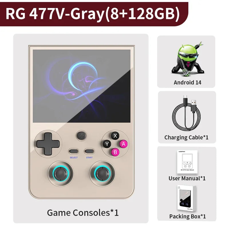 Anbernic RG 477V Handheld Game Console 4.7 HD LTPS In-Cell Screen 5500mAh WiF Android 14 3D HallJoystick Dimensity 8300i RG477V