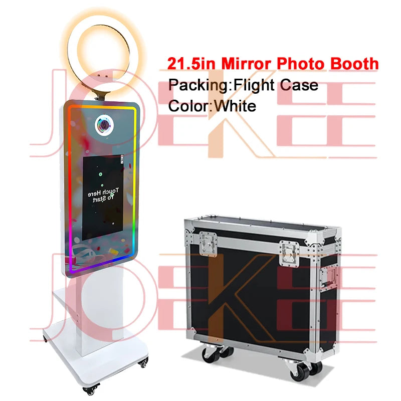 21.5 inch Touch Screen Magic Mirror Photo Booth Built-in Mini PC Portable Mirror Photo Booth Selfie Machine for Partys Events