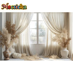 Mocsicka Photography Background White Indoor Window Floral Adult Birthday Wedding Maternity Portrait Decor Backdrop Photo Studio