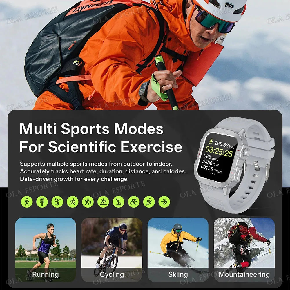 Militar Reloj Inteligente para Hombre, GPS, Linterna, Llamadas Bluetooth, Pantalla AMOLED de 2.01", 5 ATM Sumergible, Reloj Deportivo Inteligente