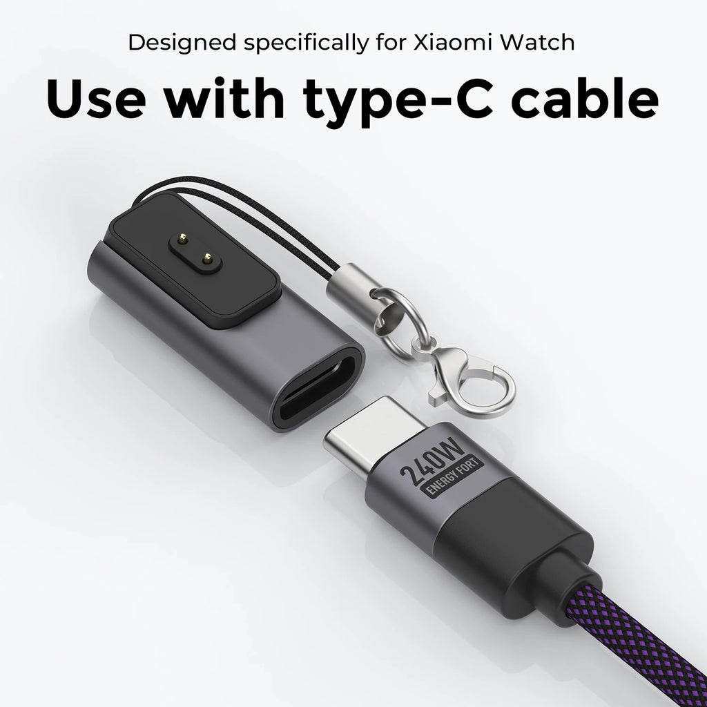 Type-C Charging Adapter USB C Mini Power Connector Protable Converter Plug For Xiaomi Smart Band 10 9 8 With Keychain