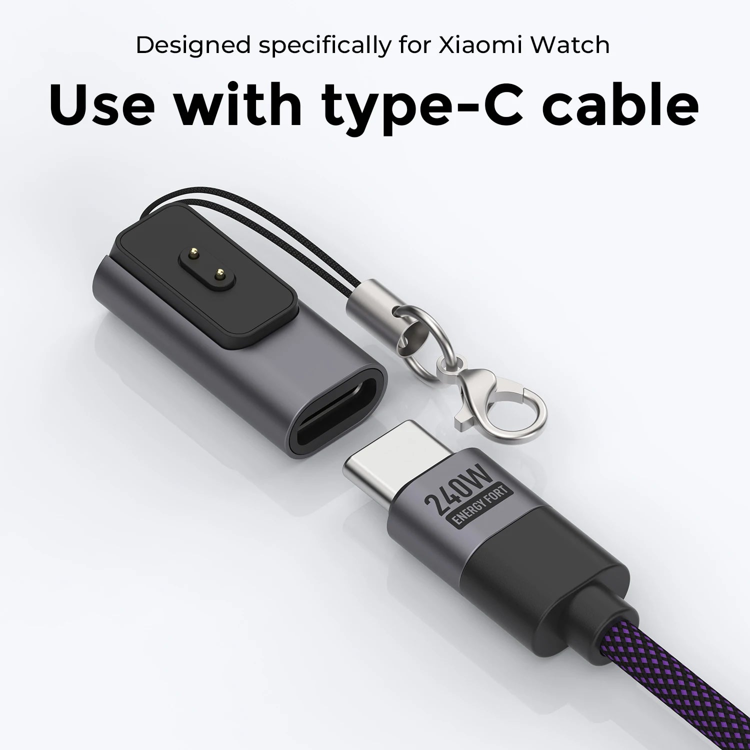 Type-C Charging Adapter USB C Mini Power Connector Protable Converter Plug For Xiaomi Smart Band 10 9 8 With Keychain