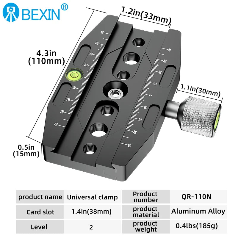 BEXIN Aluminium 50mm/70mm/90mm/110mm Quick Release Clamp Tripod Ball Head Mount Clamp for Arca-Swiss Standard Camera Monopod