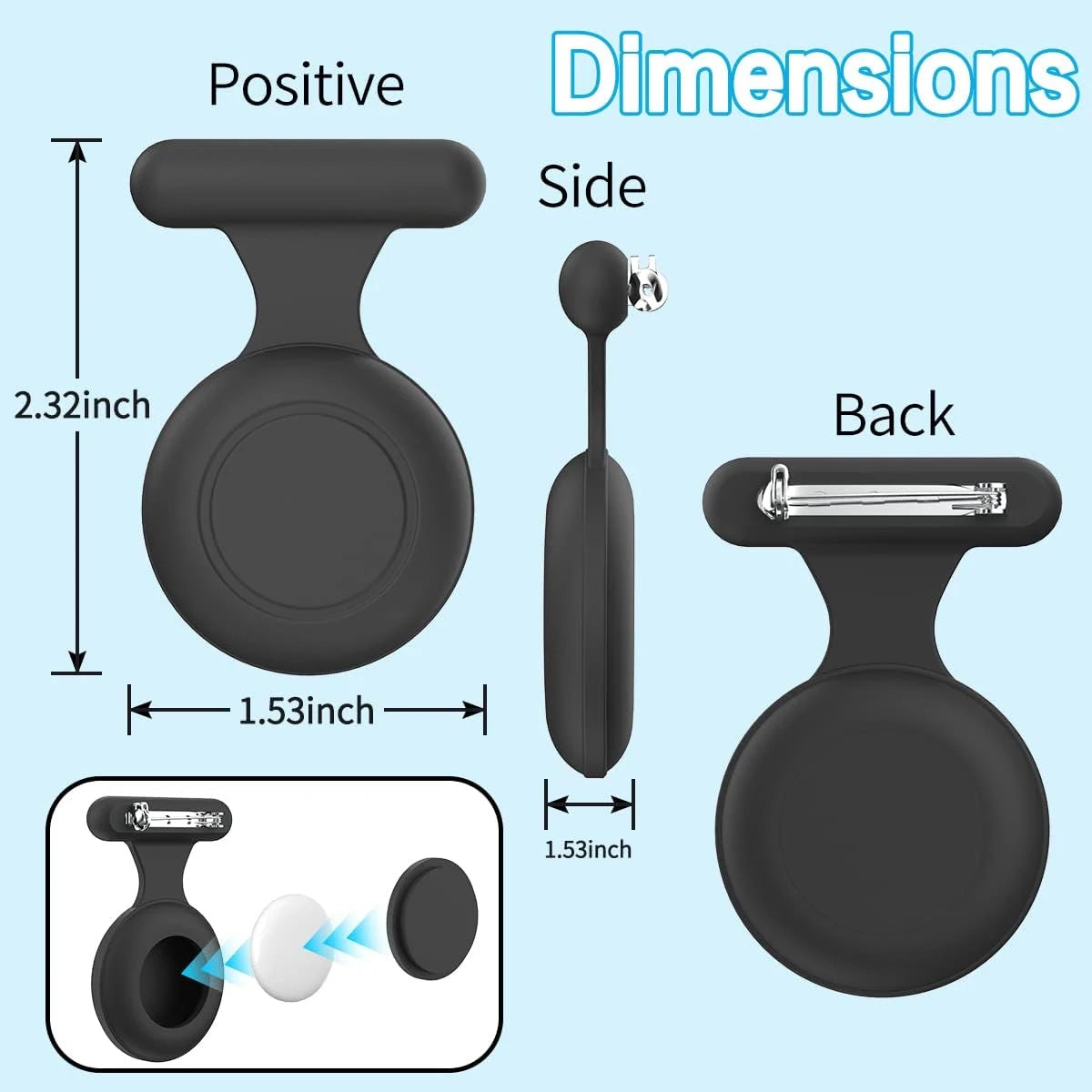 Silicone Air tag Holder Hidden Airtag Holder for Kids GPS Tracker with Brooch Pin, Airtags Clip Child/Elderly/Backpack/Luggage