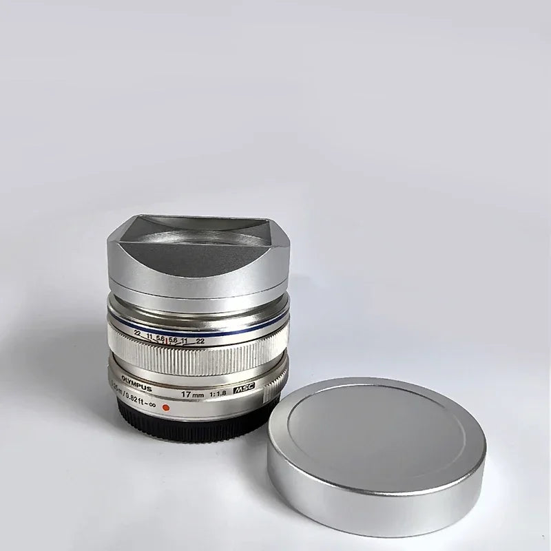 Metal Bayonet Square Lens Hood Comes with Metal Cap for Olympus M.Zuiko Digital 17mm F/1.8