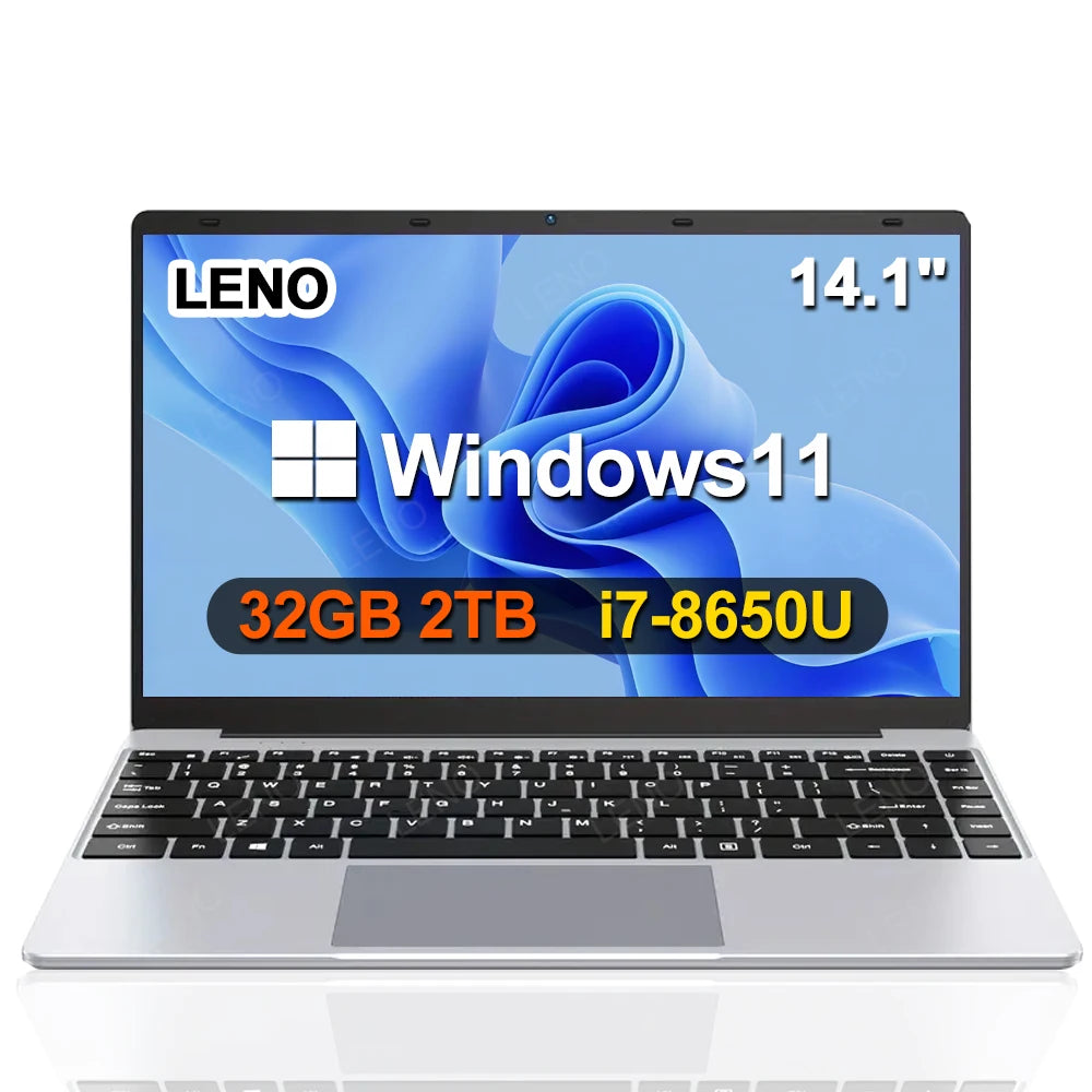 LENO HOT portátil ultra delgado de 14,1" 32GB 2TB Intel Core i7 8650U Windows 11 ordenador para juegos PC Gamer portátil de oficina 1920*1080 HD