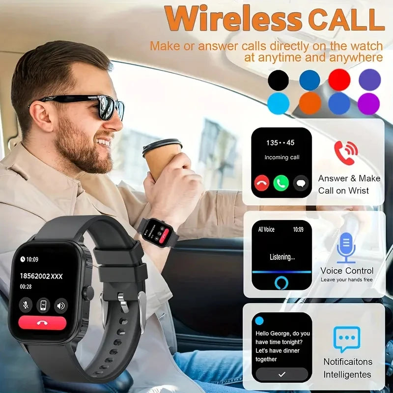 DAORKOW's new large-battery watch, 1000mAh, Bluetooth call, heart rate, blood pressure, and smartwatch for both men and women