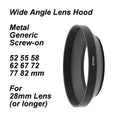 Metal Wide Angle Lens Hood Generic Screw-on Black with Filter Thread 52 55 58 62 67 72 77 82 mm for 28mm lens or longer
