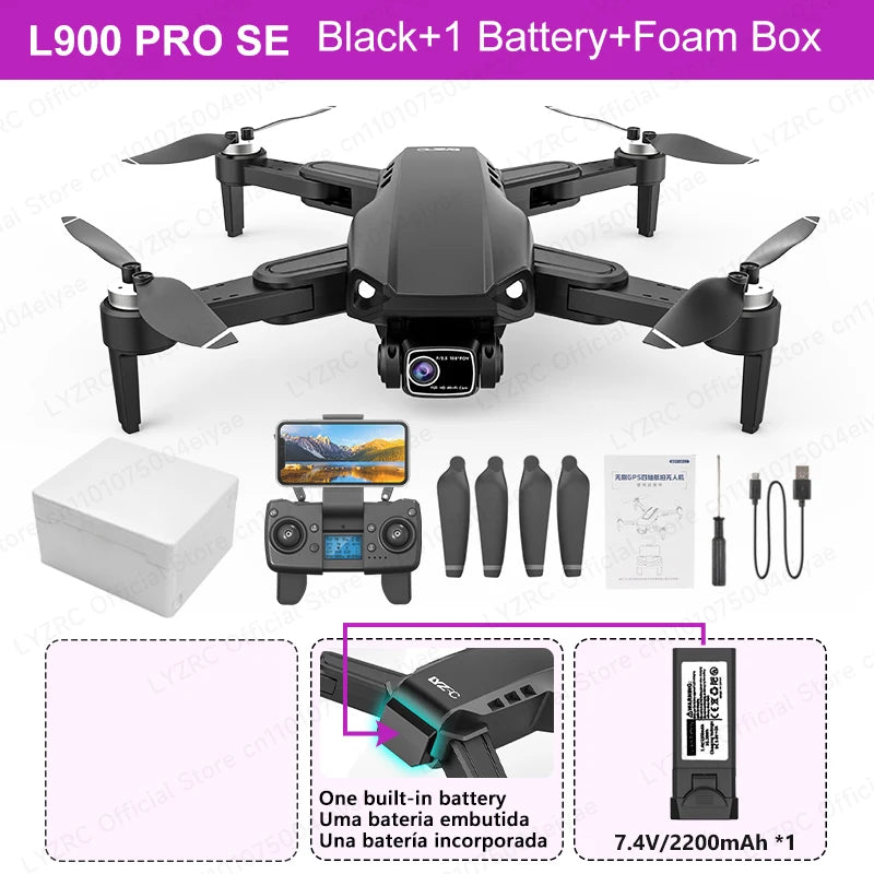 LYZRC Brushless Motor GPS L900 PRO SE Drone 90° Remote Control 4K HD Professional Dual Camera Foldable 5G Wifi FPV RC Quadcopter