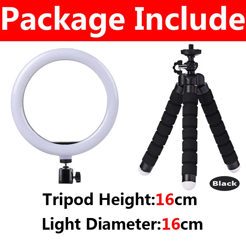 26cm LED Selfie Ring Light Dimmable Led Photography RingLight With Tripod & Phone Stand for Youtube Video Live Makeup Fill Lamps