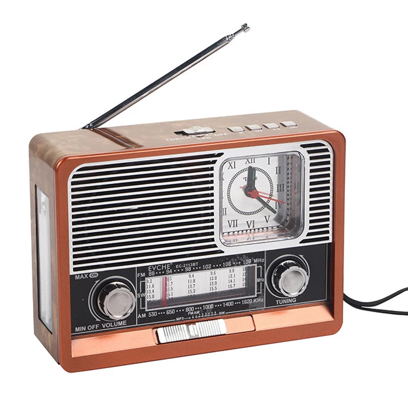 Retro Clock Bluetooth Radio Home Portable Light And Support USB TF Card  Interface Receiver MP3 Music Player