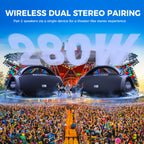 W-KING 140W RMS Portable Bluetooth Speakers,Massive Bass Party Boombox IPX7 Waterproof Speaker Large, Loud Outdoor Speaker