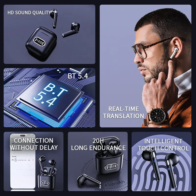 AI Intelligent voiceTranslation Earphones In real time Online Translator 143Language Noise Reduction In Ear Translation EarBurds