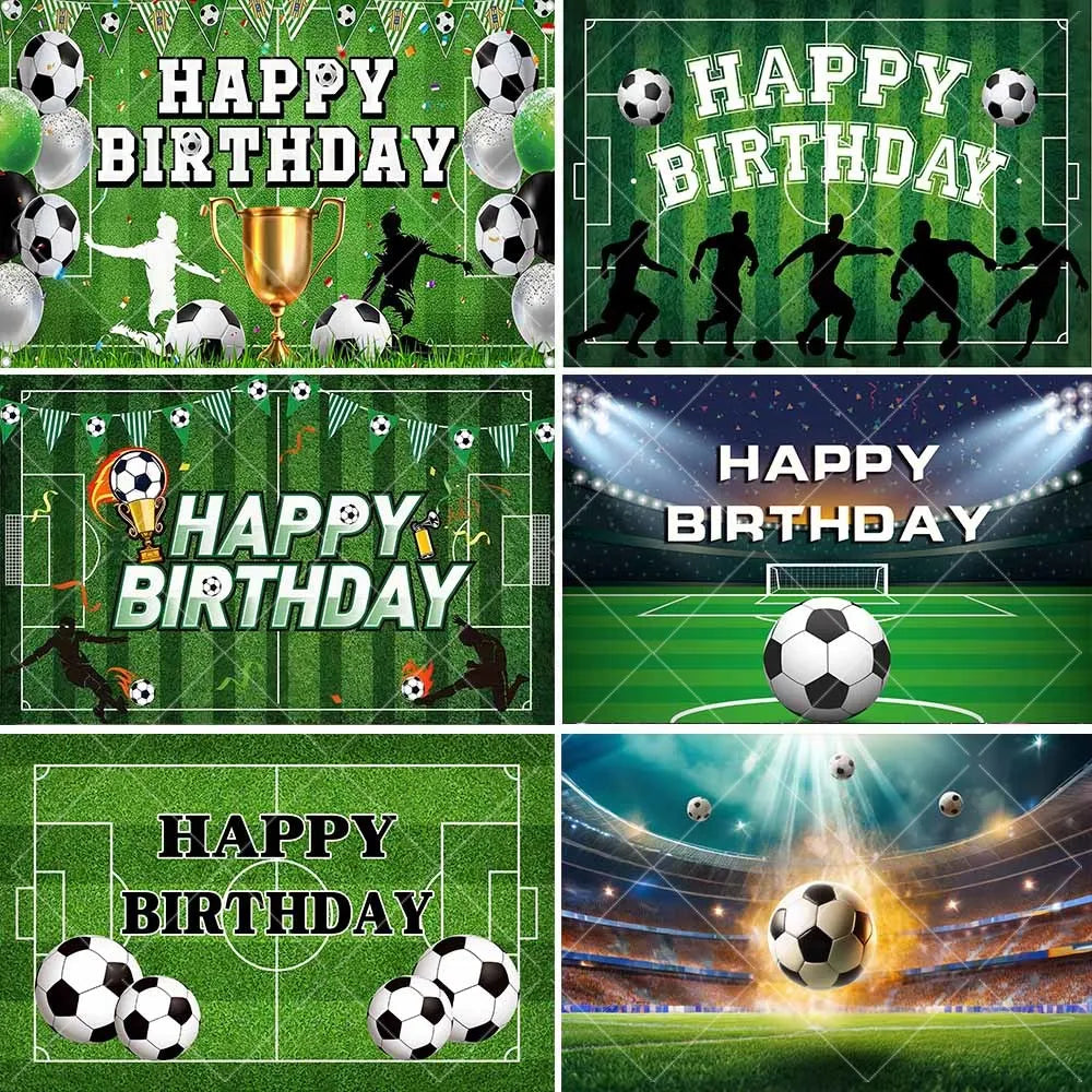 Boy's birthday background picture, children's portrait, football field,sports poster,baby shower, newborn photography background