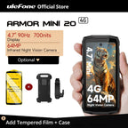 Ulefone Armor Mini 20 4G 4.7" Rugged Phone 64MP Night Camera Android 14 Smartphone 6200mAh Mobile phone NFC 16GB+256GB 33W G99