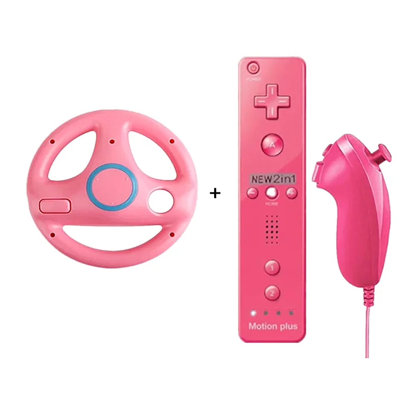 1 pair with 2-in-1 Gamepad games console with Game Racing Steering Wheel for Nintendo Wii Kart Remote Controller straight handle