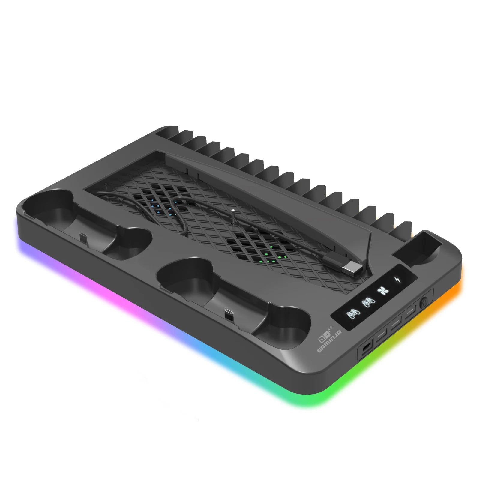 GAMINJA P58 Cooling Stand For PS5 RGB Charging Base Dual-Controller Charging Station Dual-Controller Charger For PS5 Accessories