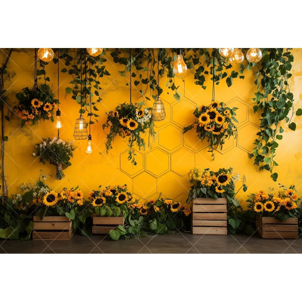 Fondo fotográfico de girasoles de granja, fiesta de cumpleaños de niños, fiesta de pastel, ducha de bebé, telón de fondo de retrato, estudio fotográfico