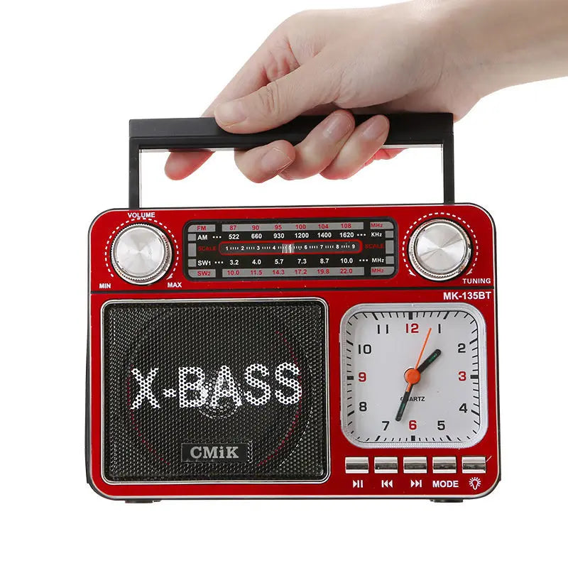 Retro Clock Bluetooth Radio Home Portable Light And Support USB TF Card  Interface Receiver MP3 Music Player