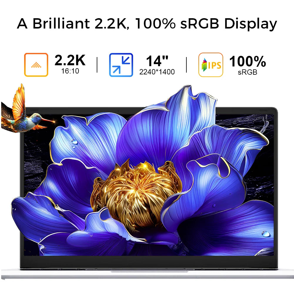 Ninkear S14 Ultra-portable Laptop With 1KG Weight AMD Ryzen 5 14 Inch 2.2K Windows 11 16GB LPDDR5 1TB SSD Computer Type-C