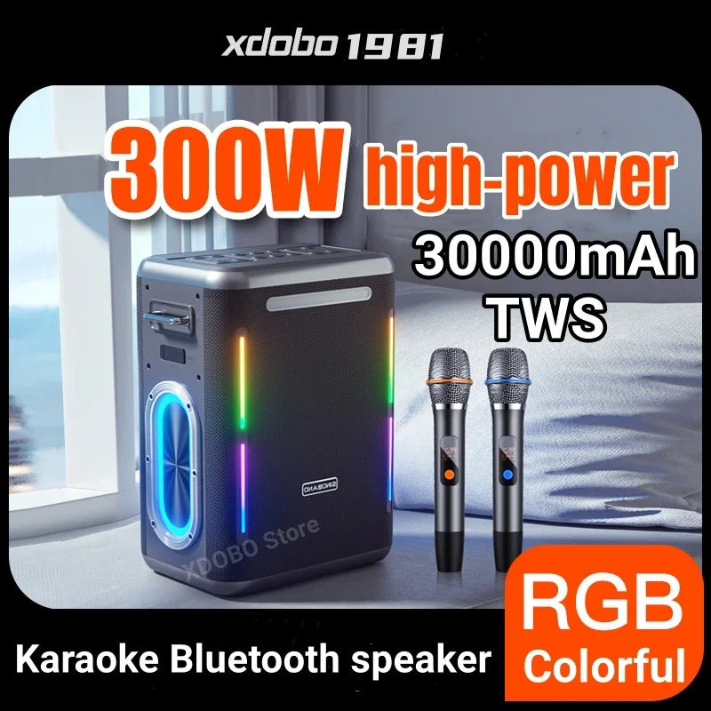 XDOBO 1981 300W high output outdoor portable waterproof KTV sound system party karaoke subwoofer Bluetooth speaker lighting