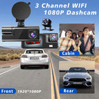 WIFI 3 Camera Car DVR Mini 1080P