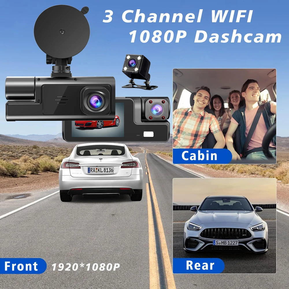 WIFI 3 Camera Car DVR Mini 1080P