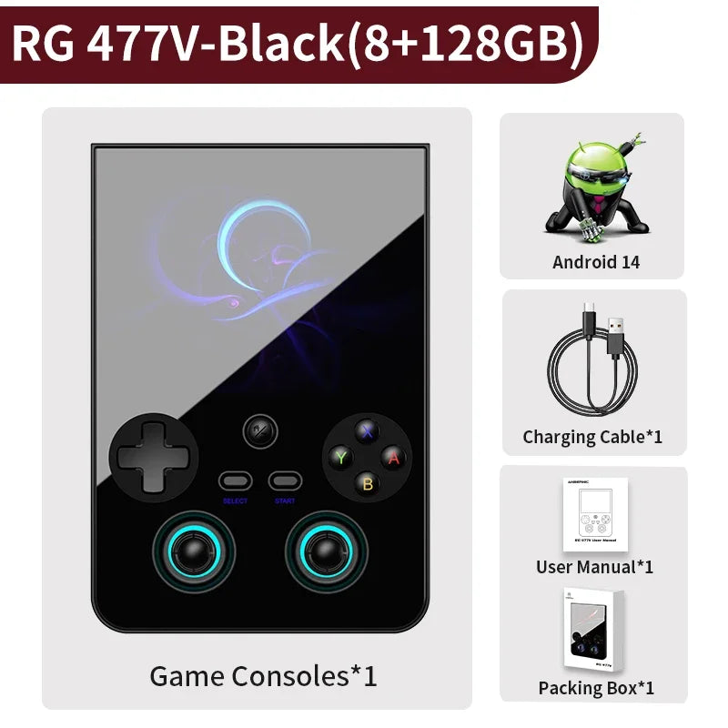 Anbernic RG 477V Handheld Game Console 4.7 HD LTPS In-Cell Screen 5500mAh WiF Android 14 3D HallJoystick Dimensity 8300i RG477V