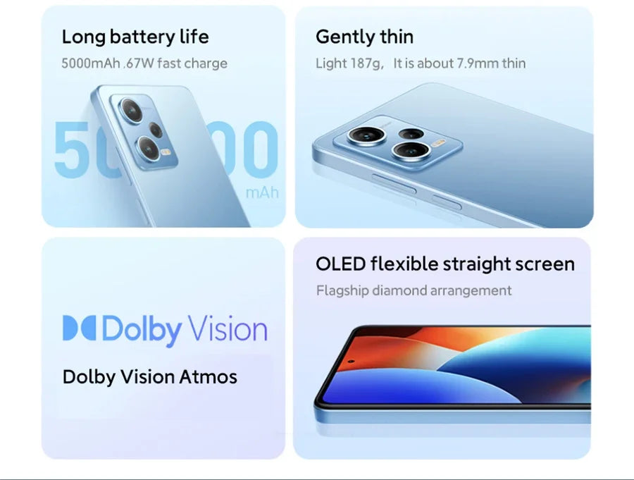 Global Rom Xiaomi Redmi Note 12 Pro 5G Smartphone 5000mAh Battery MTK Dimensity 1080 Octa Core 67W Fast Charge 50MP Camera