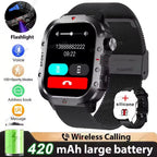 Militar Reloj Inteligente para Hombre, GPS, Linterna, Llamadas Bluetooth, Pantalla AMOLED de 2.01", 5 ATM Sumergible, Reloj Deportivo Inteligente