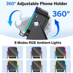 Magnetic Induction Speaker Phone Stand Wireless Bluetooth Phone Holder Amplifier Portable Desk Speaker RGB Light 5000mAh Battery