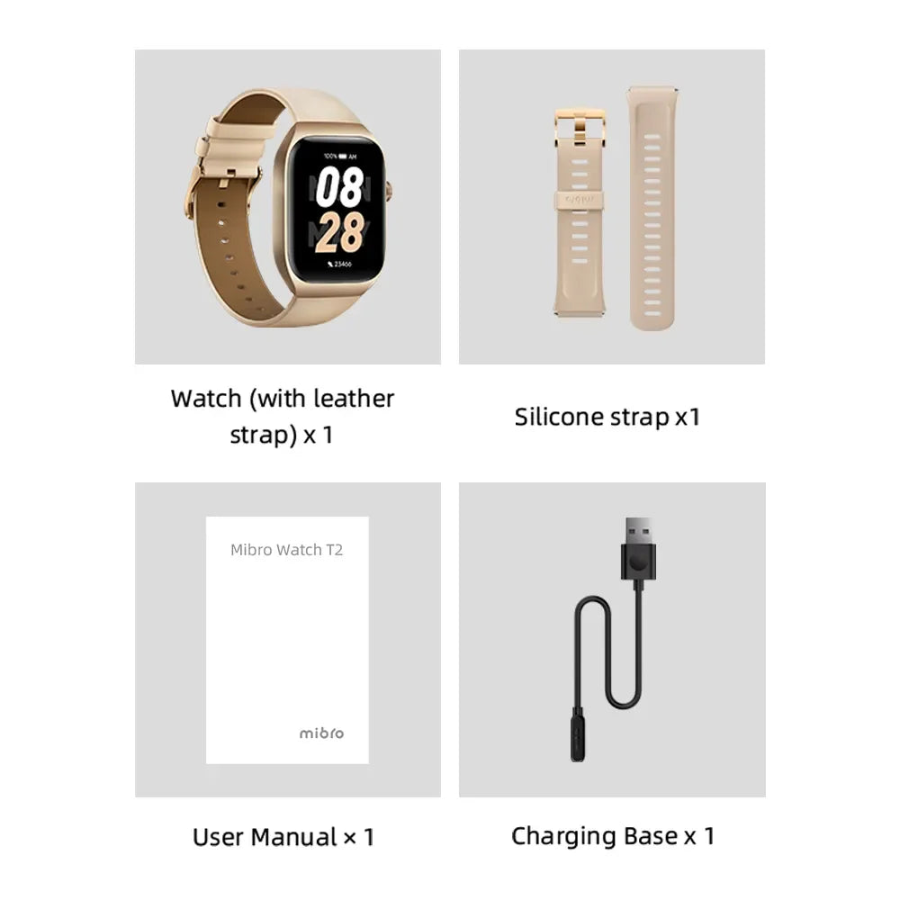 Mibro T2 Smartwatch, posicionamiento GPS, pantalla AMOLED HD de 1.75 pulgadas, AOD, resistencia al agua de 2 ATM, llamadas Bluetooth, relojes inteligentes deportivos para hombres y mujeres