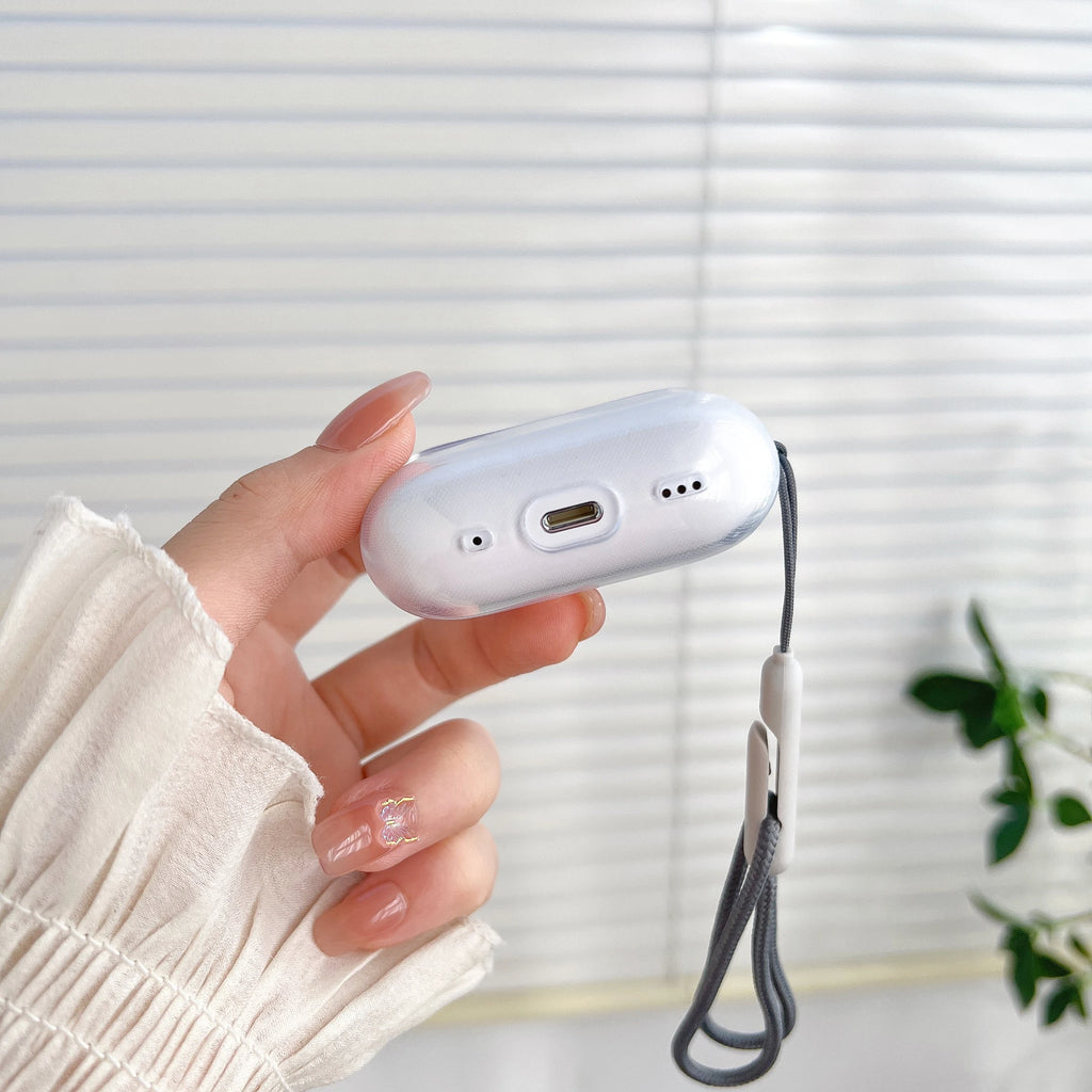 Transparent Earphones Case For Airpods 4 Pro 1 2 3 Earbuds Soft TPU Cases For Airpods 4 With Lanyard Strap Protective Cover