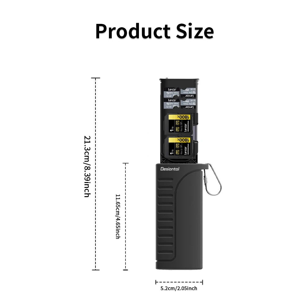 Desiontal DK-10 2-in-1 SD Card Card Reader Storage Case High-Speed USB 3.1 Type-C socket, SD/TF/SIM Card Carrying Case