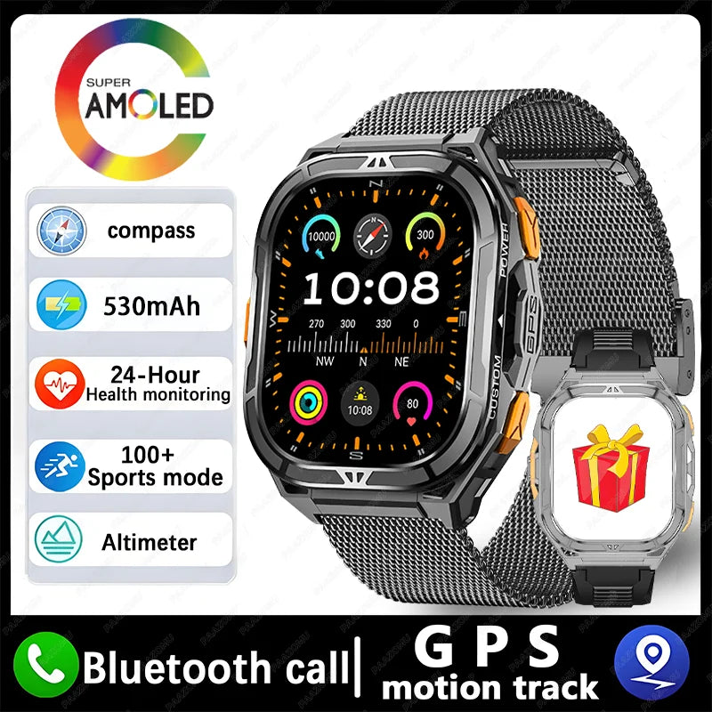 2025 New Dual Frequency GPS Outdoor SmartWatch Compass Altitude Air Pressure 5ATM Waterproof Sports SmartWatch for Men and Women