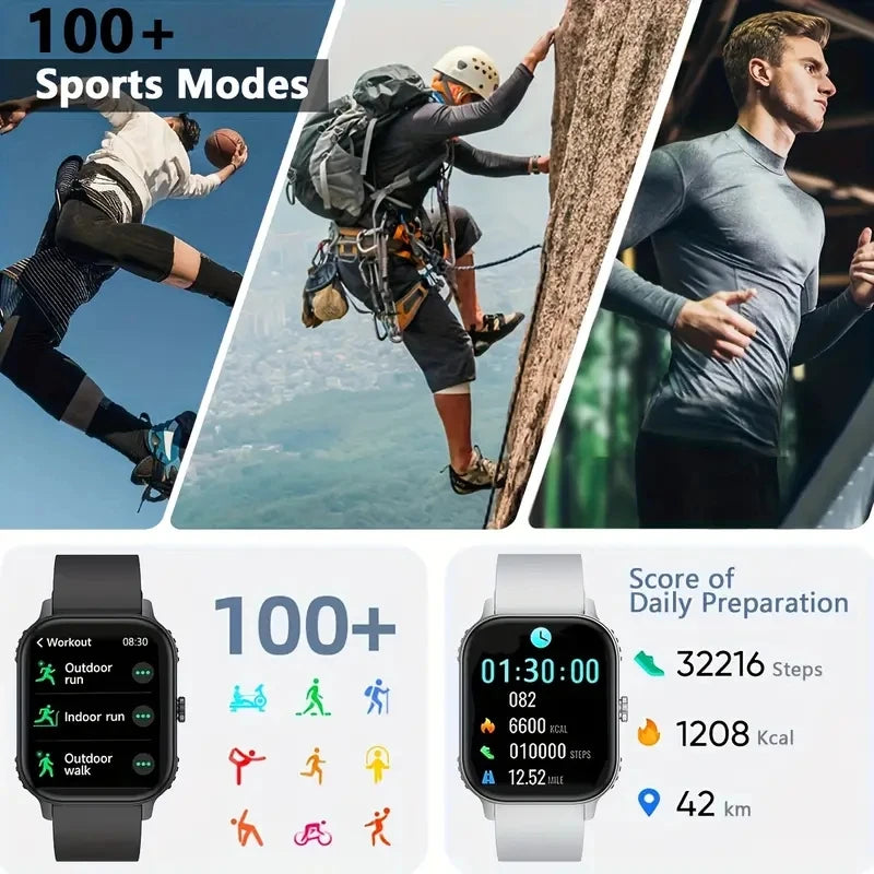 DAORKOW's new large-battery watch, 1000mAh, Bluetooth call, heart rate, blood pressure, and smartwatch for both men and women