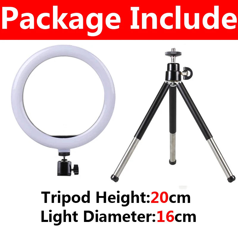 26cm LED Selfie Ring Light Dimmable Led Photography RingLight With Tripod & Phone Stand for Youtube Video Live Makeup Fill Lamps