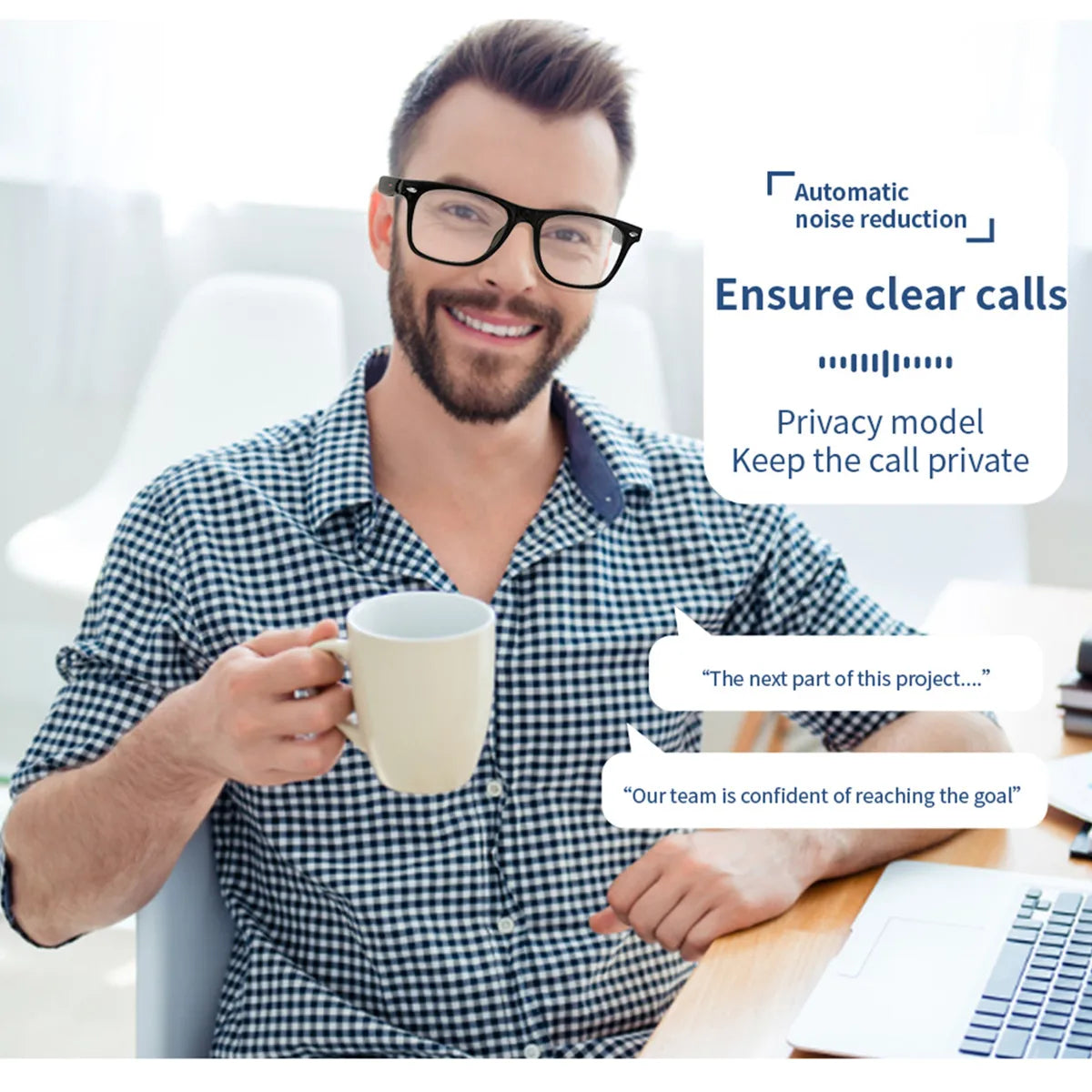 Smart Glasses AI Translator Bluetooth Audio Call Voice Assistant Remote Camera Portable Language Translator Device for Studying