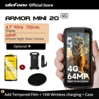 Ulefone Armor Mini 20 4G 4.7" Rugged Phone 64MP Night Camera Android 14 Smartphone 6200mAh Mobile phone NFC 16GB+256GB 33W G99