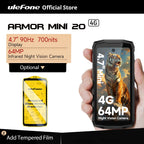 Ulefone Armor Mini 20 4G 4.7" Rugged Phone 64MP Night Camera Android 14 Smartphone 6200mAh Mobile phone NFC 16GB+256GB 33W G99