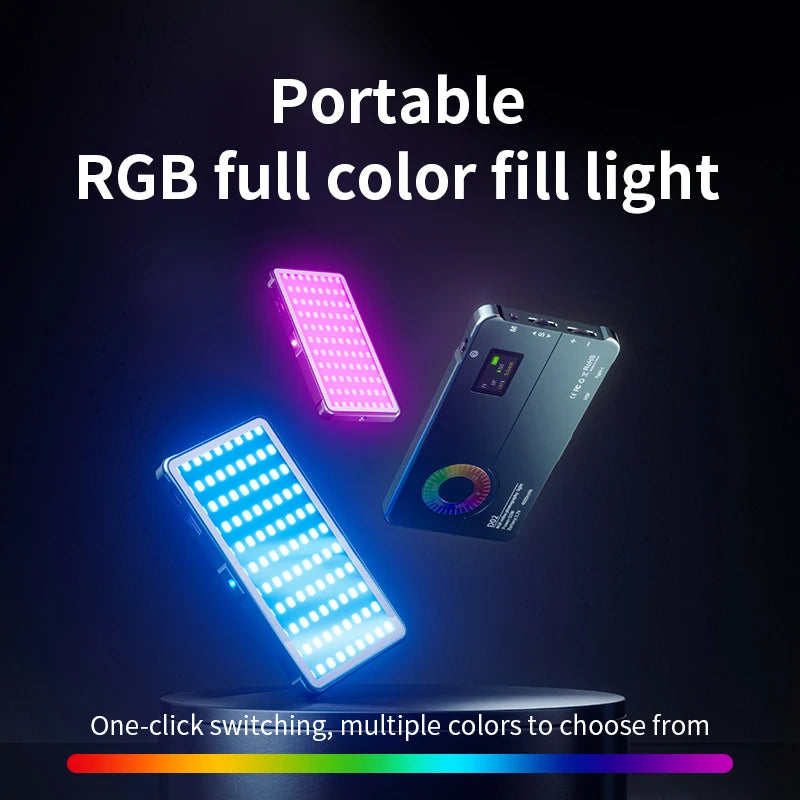 RGB Video Light 10W Portable Pocket On-Camera Fill Lamp Bi-Color Build in 4000mAh Battery for TK YB Vlog Outside Video Shoot