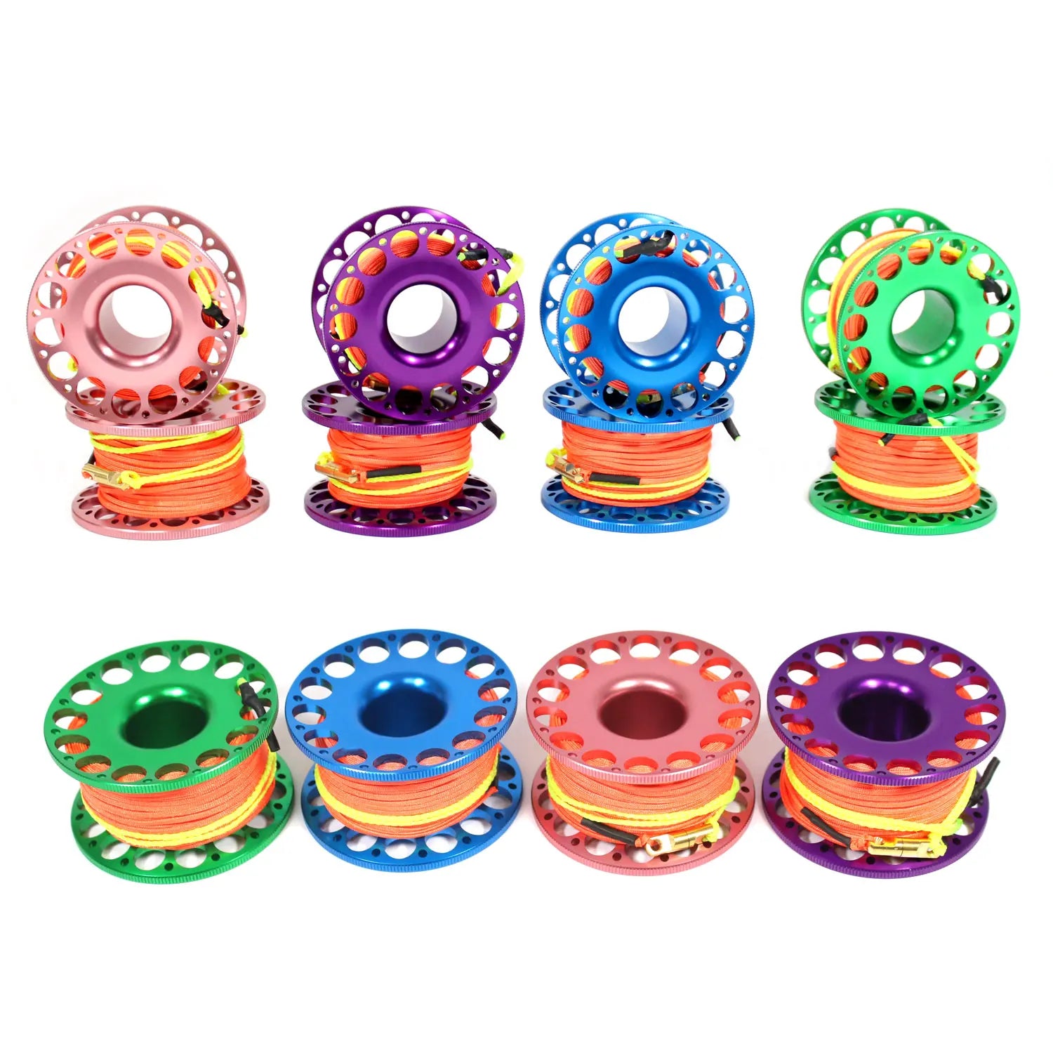 15M/30M Scuba Diving Aluminum Alloy Spool Finger Reel with Stainless Steel SMB Safe Equipment  Accessories Bolt Snap Hook
