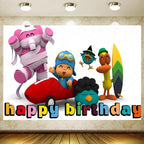 Pocoyoed Birthday Party Backdrop Photo Booth Background Kids Children's Baby Shower Decoration Supplies Custom Photography Props