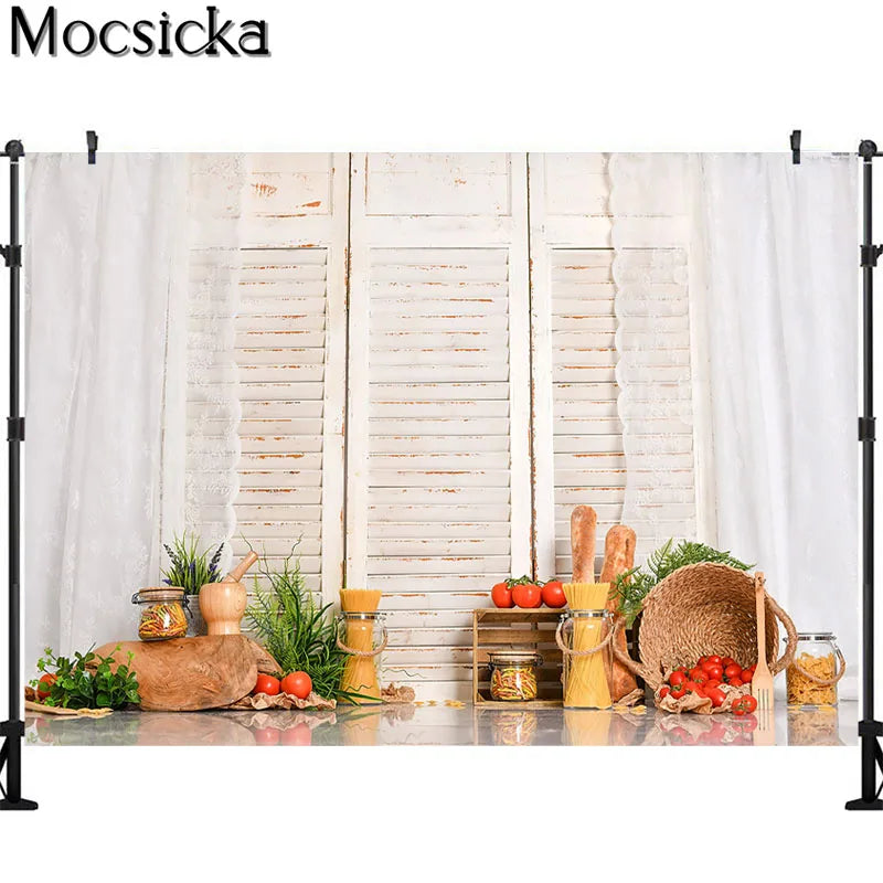 Studio Baby Child Toddler Chef Bakery Kitchen Cooking Scene Photography Backdrops Cake Smash Birthday Portrait Photo Background