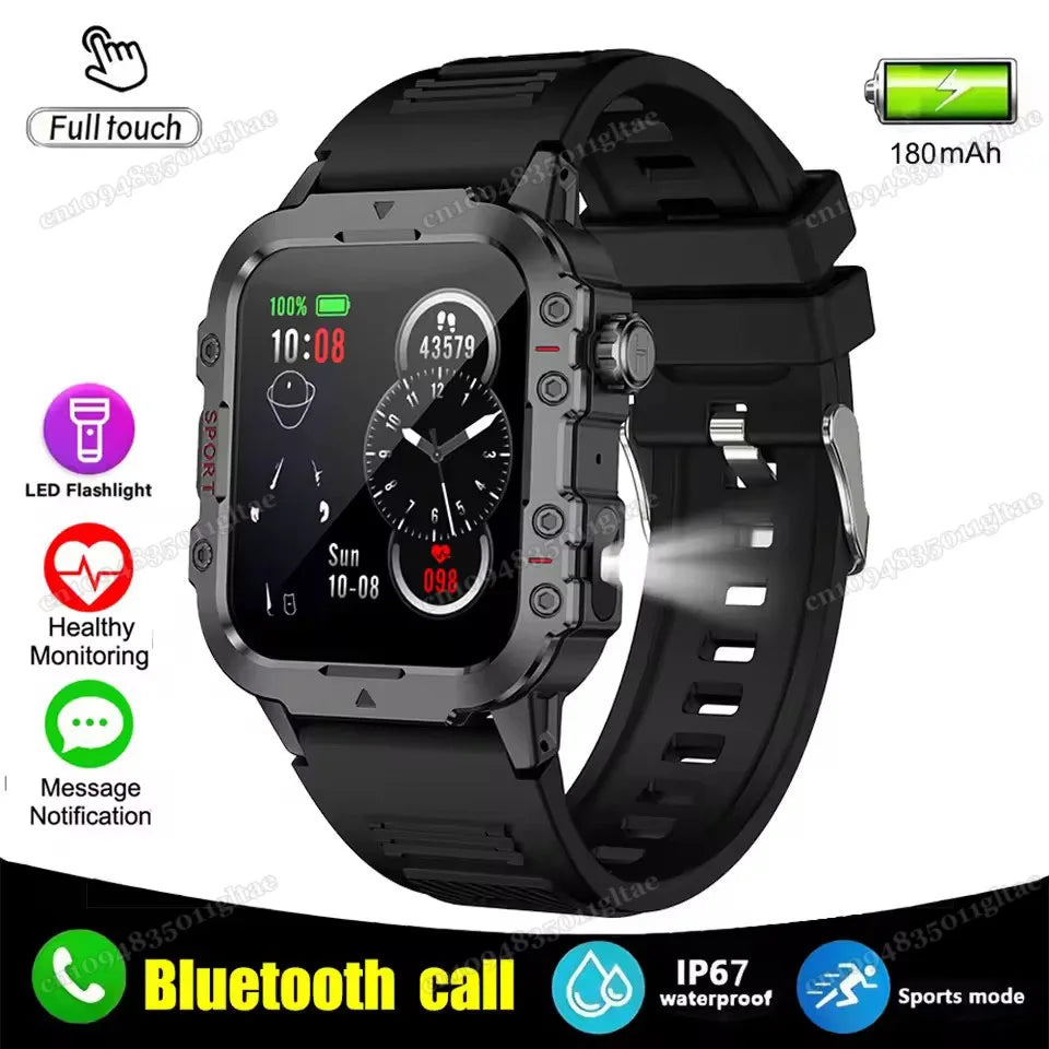Militar Reloj Inteligente para Hombre, GPS, Linterna, Llamadas Bluetooth, Pantalla AMOLED de 2.01", 5 ATM Sumergible, Reloj Deportivo Inteligente